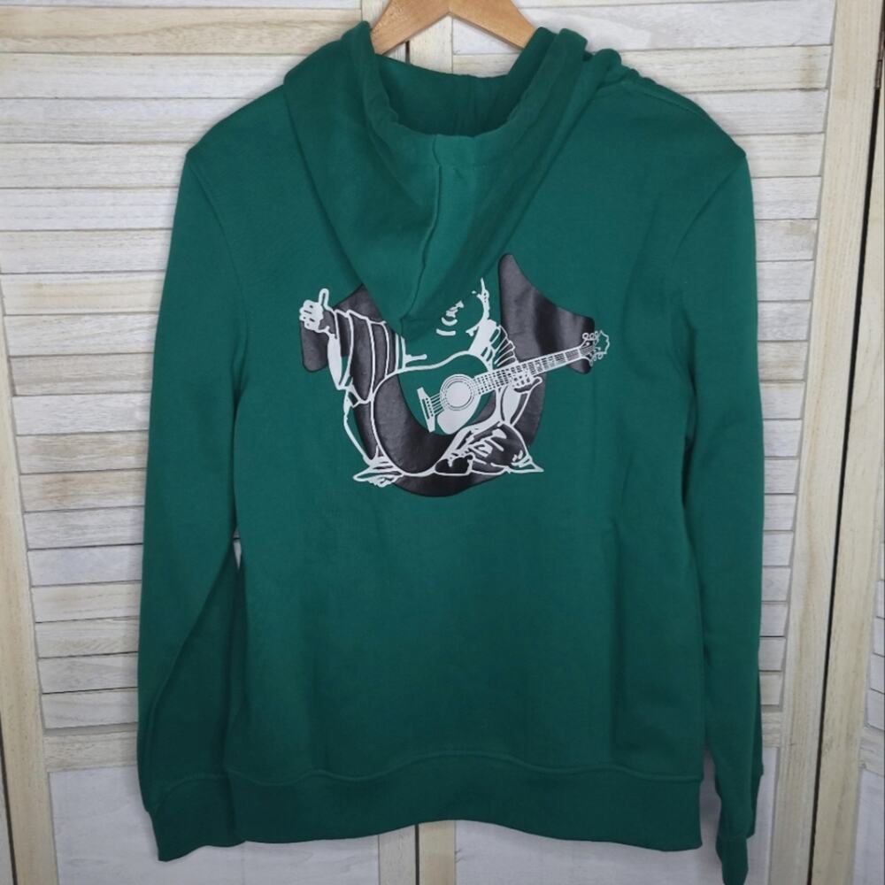 NWT True Religion Buddha Fleece Jacket Green Overlap Full Zip Hoodie Medium New
